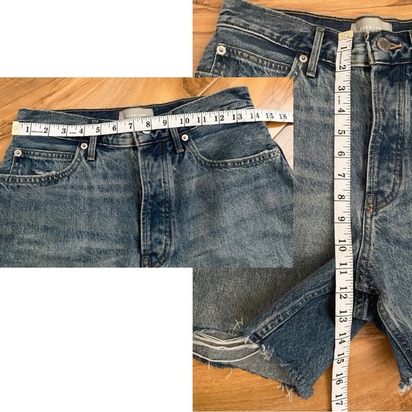 EVERLANE Rigid Way High Rise Jean Short Button Fly Distressed Organic Cotton 28 - Picture 12 of 12